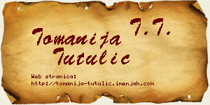 Tomanija Tutulić vizit kartica
